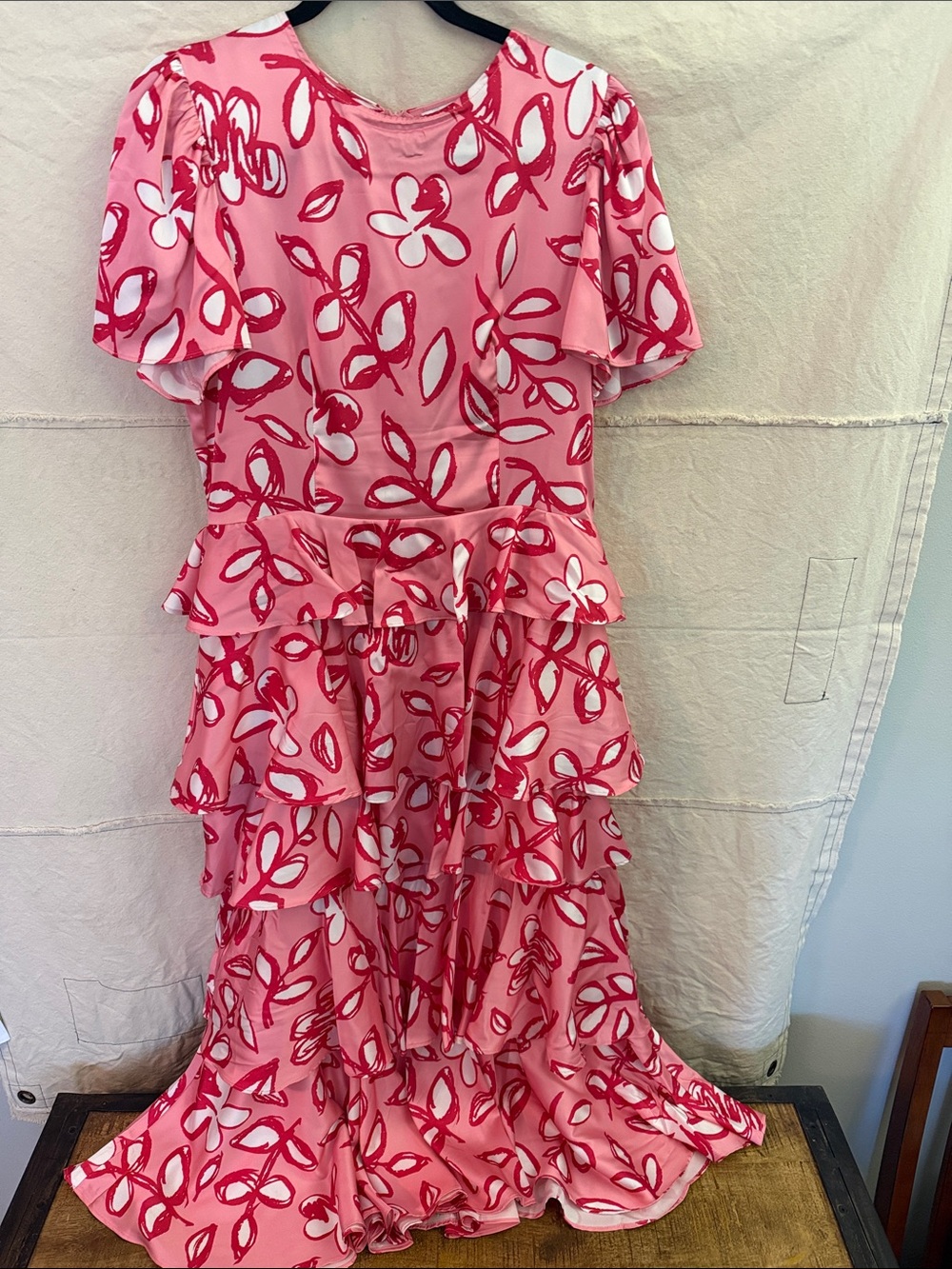 Pink Floral Tiered Maxi Dress